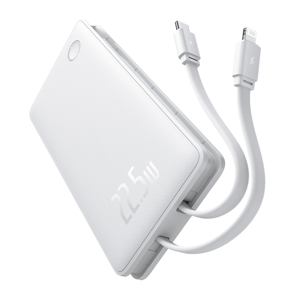 Baseus Airpow Lite ulkoinen akku, 10000mAh, 22.5W, QC + PD, 1 x Lightning - 1 x USB-A - 2 x USB-C, Valkoinen P10067501213-00