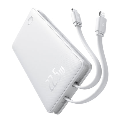 Baseus Airpow Lite ulkoinen akku, 10000mAh, 22.5W, QC + PD, 1 x Lightning - 1 x USB-A - 2 x USB-C, Valkoinen P10067501213-00