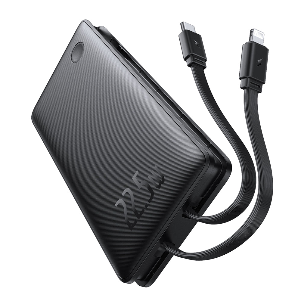 Baseus Airpow Lite -ulkoinen akku, 10000mAh, 22.5W, QC + PD, 1 x Lightning - 1 x USB-A - 2 x USB-C, Musta P10067501123-00