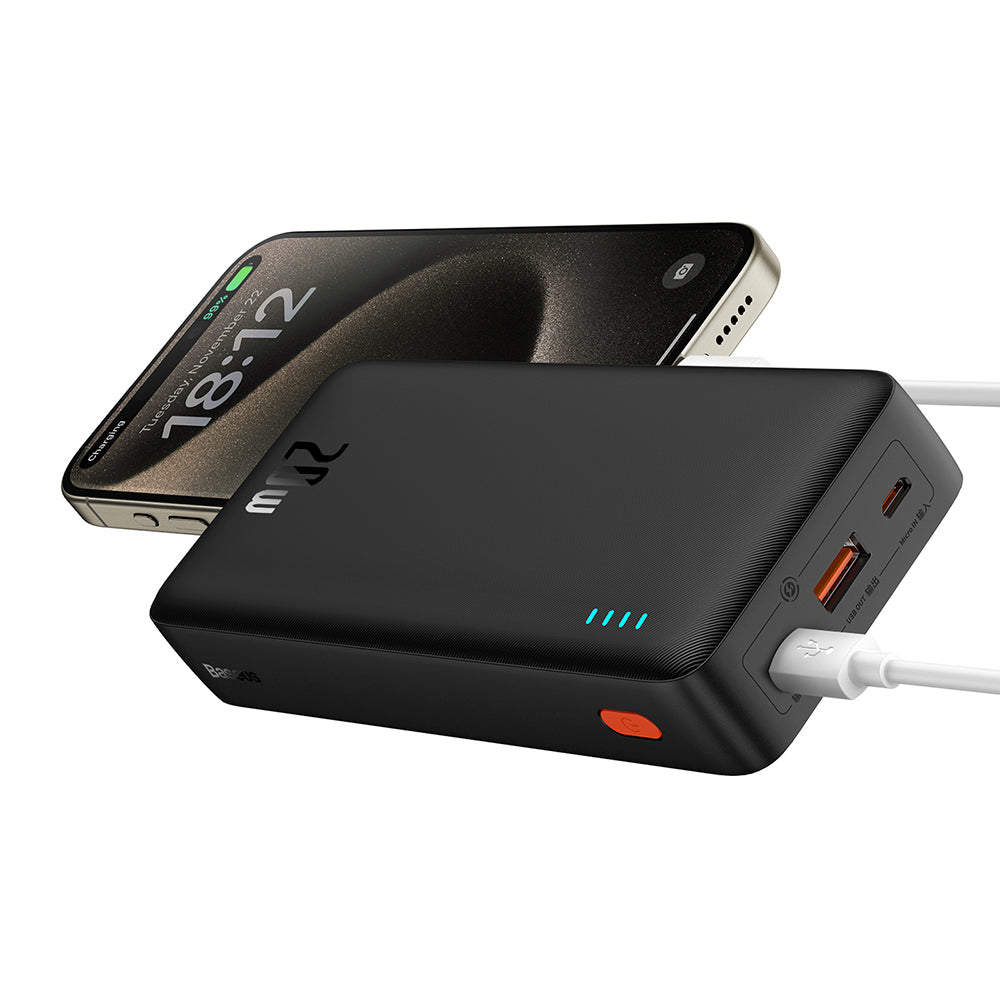 Ulkoinen akku Baseus Airpow, 20000mAh, 20W, QC + PD, 1 x USB-A - 1 x USB-C, Musta P10022804113-00