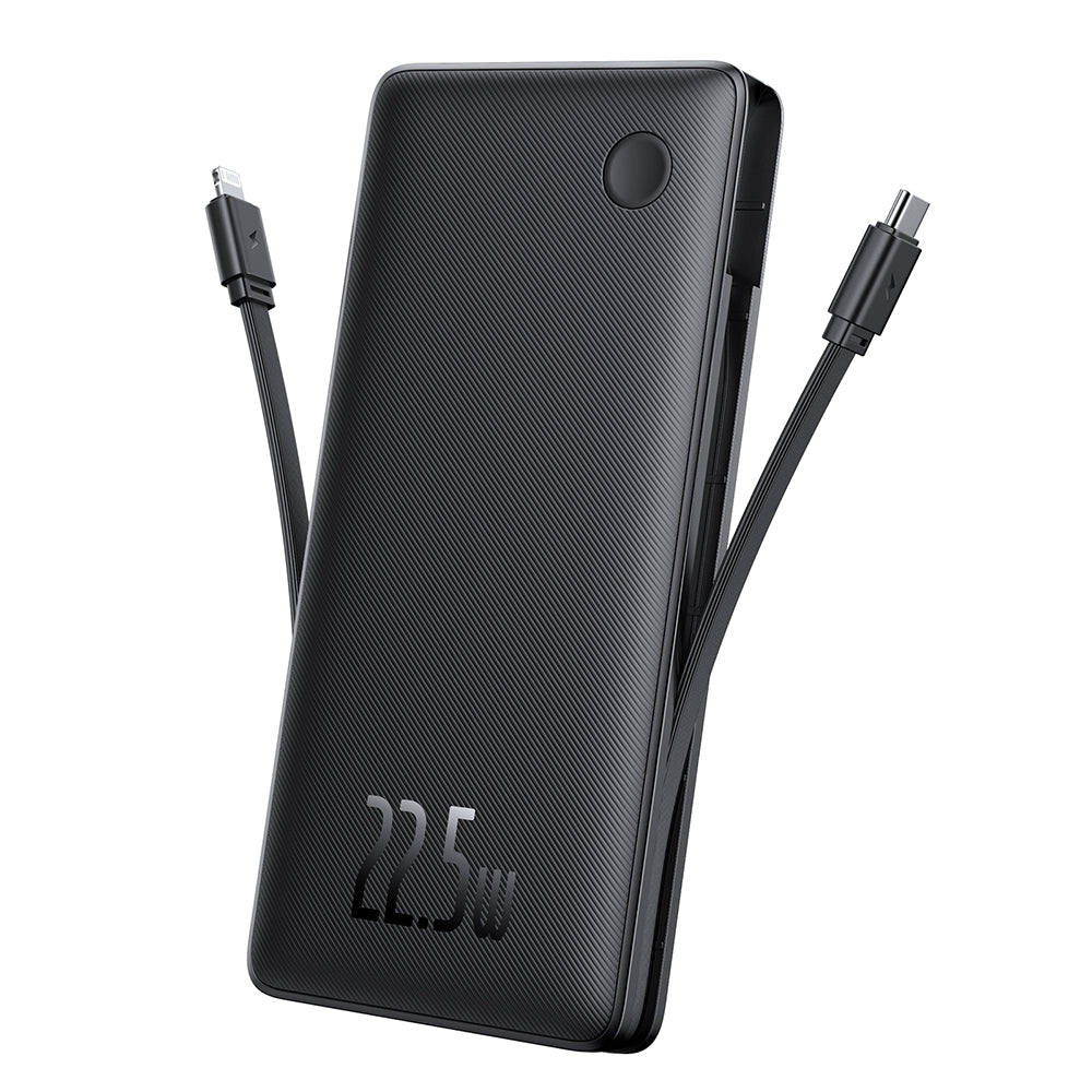 Baseus Airpow Lite -ulkoinen akku, 10000mAh, 22.5W, QC + PD, 1 x Lightning - 1 x USB-A - 2 x USB-C, Musta P10067501123-00