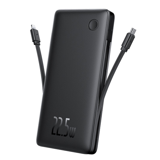 Baseus Airpow Lite -ulkoinen akku, 10000mAh, 22.5W, QC + PD, 1 x Lightning - 1 x USB-A - 2 x USB-C, Musta P10067501123-00