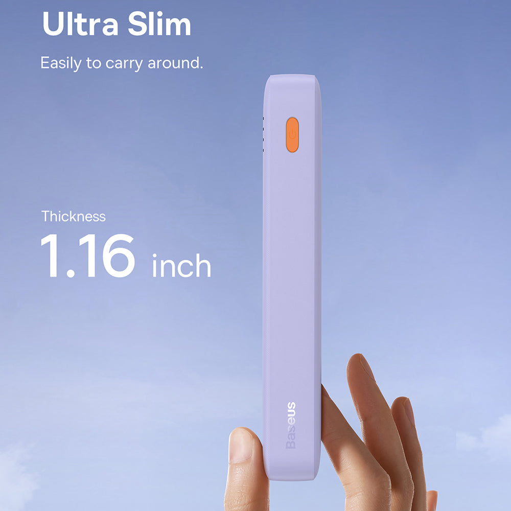 Ulkoinen akku Baseus Airpow, 20000mAh, 20W, QC + PD, 1 x USB-A - 1 x USB-C, Violetti P10022804513-00