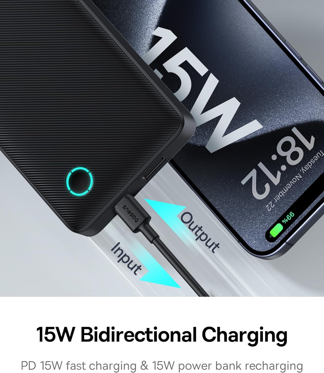 Baseus Airpow Lite ulkoinen akku, 10000mAh, 15W, 1 x USB-A - 1 x USB-C, musta P10067500123-00 