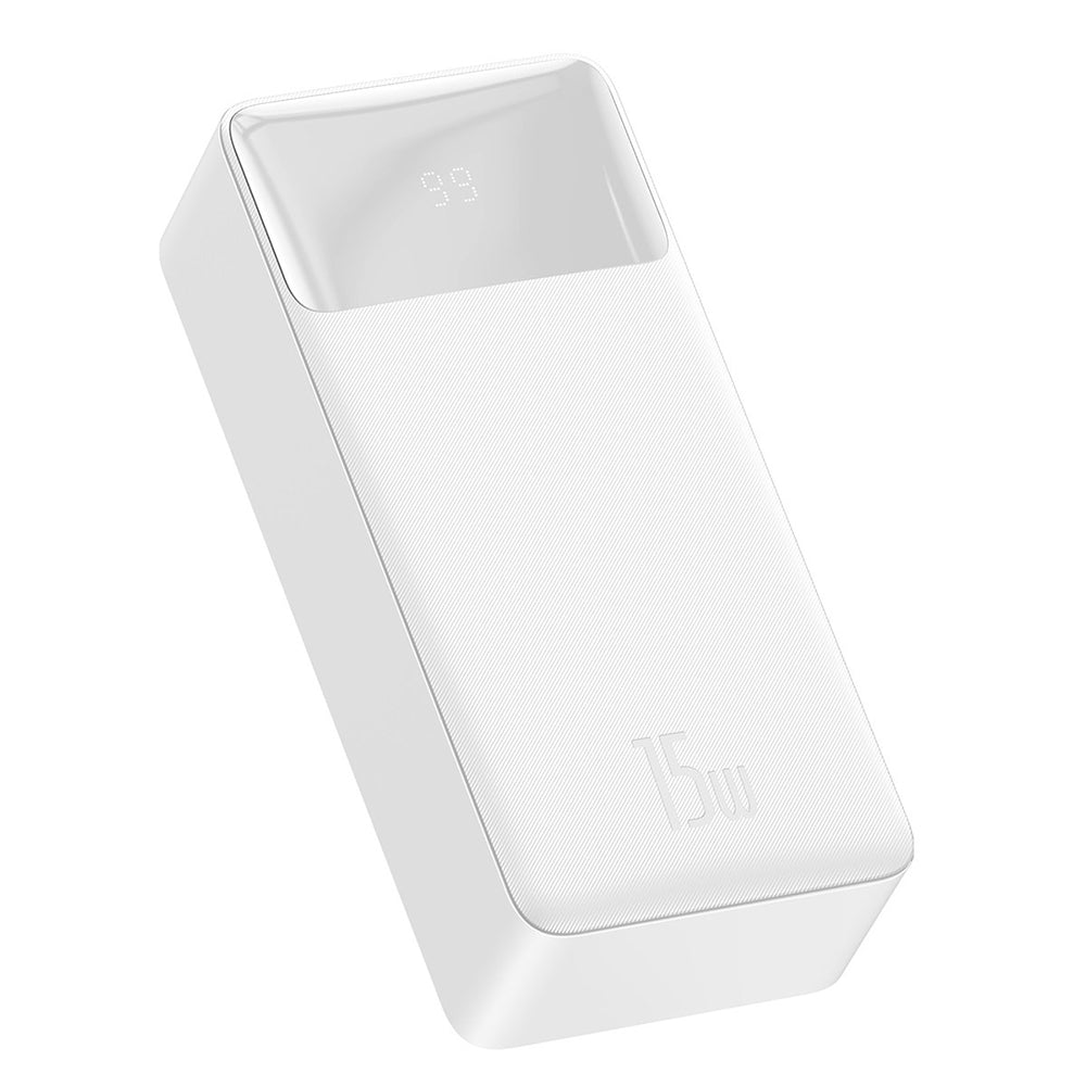 Ulkoinen akku Baseus Bipow, 30000mAh, 15W, 1 x USB-C - 2 x USB-A, Valkoinen PPBD050202