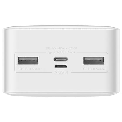 Ulkoinen akku Baseus Bipow, 30000mAh, 15W, 1 x USB-C - 2 x USB-A, Valkoinen PPBD050202