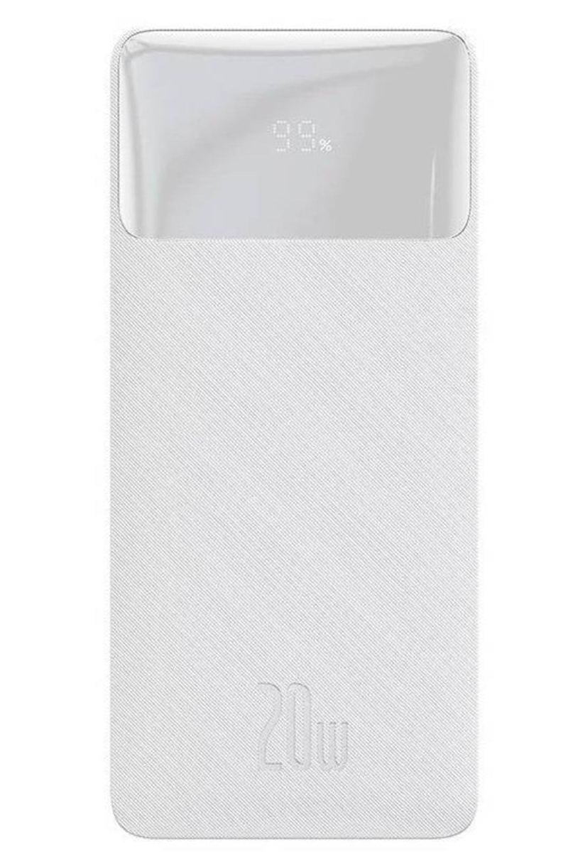 Ulkoinen akku Baseus Bipow, 10000mAh, 20W, QC + PD, 1 x USB-C - 2 x USB-A, Valkoinen PPBD050502