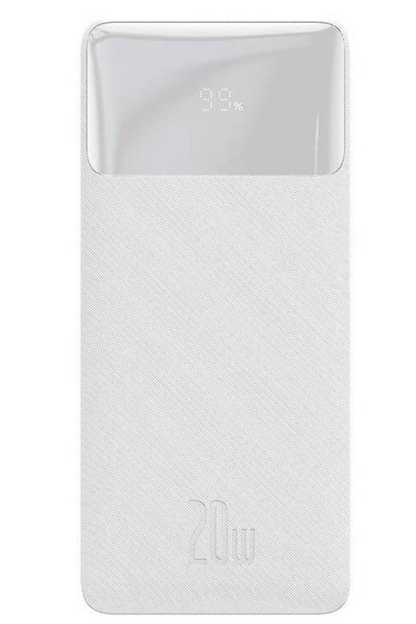 Ulkoinen akku Baseus Bipow, 10000mAh, 20W, QC + PD, 1 x USB-C - 2 x USB-A, Valkoinen PPBD050502