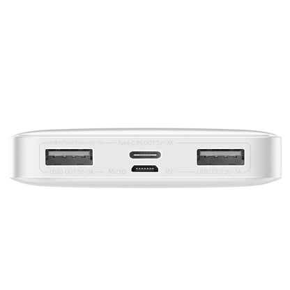 Baseus Bipow External Battery, 10000mAh, 15W, 1 x USB-C - 2 x USB-A, White PPBD050002 