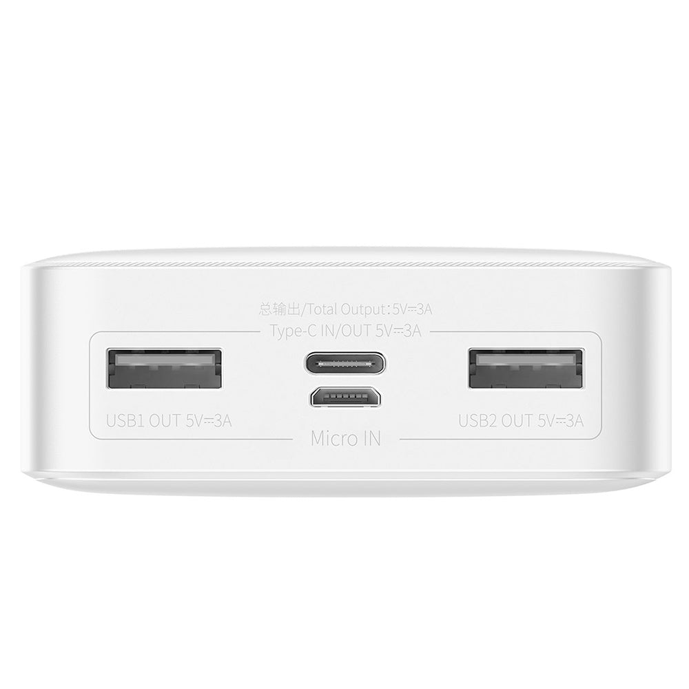 Baseus Bipow ulkoinen akku, 20000mAh, 15W, 1 x USB-C - 2 x USB-A, Valkoinen PPBD050102
