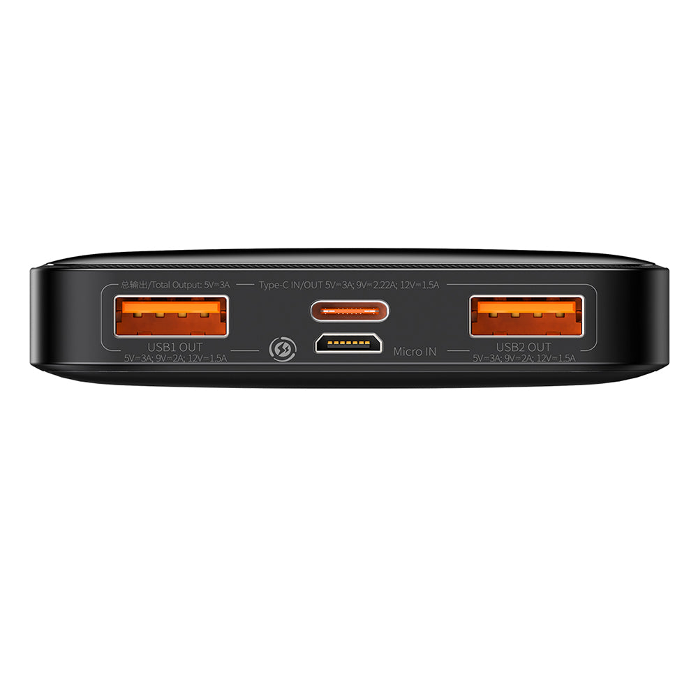 Ulkoinen akku Baseus Bipow, 10000mAh, 20W, QC + PD, 1 x USB-C - 2 x USB-A, Musta PPBD050301