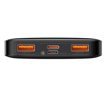 Ulkoinen akku Baseus Bipow, 10000mAh, 20W, QC + PD, 1 x USB-C - 2 x USB-A, Musta PPBD050301