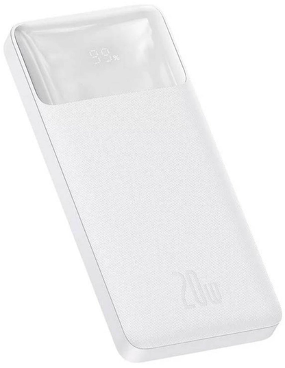 Ulkoinen akku Baseus Bipow, 10000mAh, 20W, QC + PD, 1 x USB-C - 2 x USB-A, Valkoinen PPBD050502