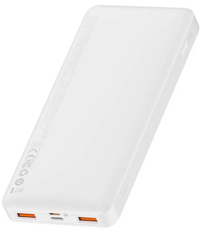 Ulkoinen akku Baseus Bipow, 10000mAh, 20W, QC + PD, 1 x USB-C - 2 x USB-A, Valkoinen PPBD050502