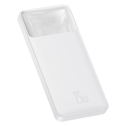 Baseus Bipow External Battery, 10000mAh, 15W, 1 x USB-C - 2 x USB-A, White PPBD050002 