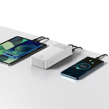 Ulkoinen akku Baseus Bipow, 30000mAh, 15W, 1 x USB-C - 2 x USB-A, Valkoinen PPBD050202