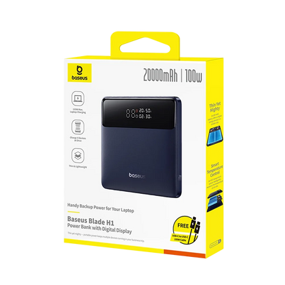 Ulkoinen akku Baseus Blade H1, 20000mAh, 100W, QC + PD, 2 x USB-A - 2 x USB-C, Musta
