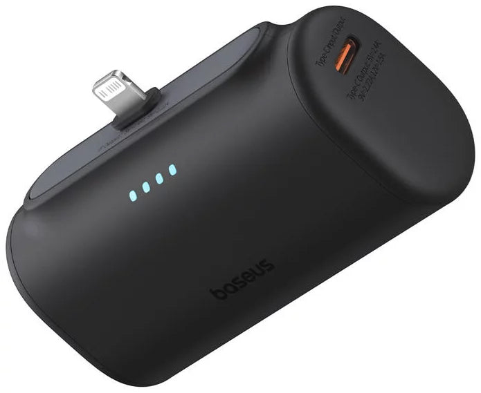 Ulkoinen akku Baseus Compact, 5000mAh, 20W, PD, 1 x Lightning - 1 x USB-C, Musta P10068307113-00