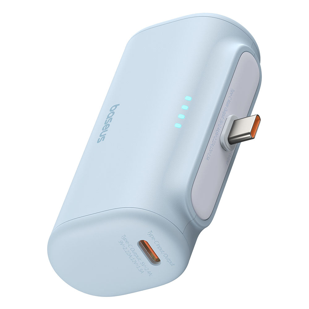 Baseus Compact Ulkoinen Akku, 5000mAh, 20W, PD, 2 x USB-C, Sininen P10068306313-00