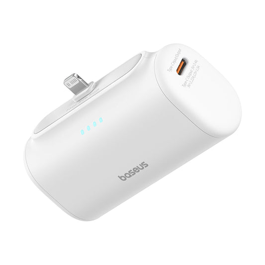 Baseus Compact Ulkoinen Akku, 5000mAh, 20W, PD, 1 x Lightning - 1 x USB-C, Valkoinen P10068307213-00