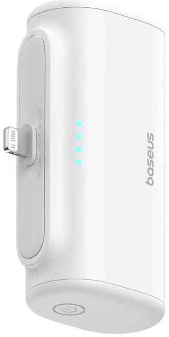 Baseus Compact Ulkoinen Akku, 5000mAh, 20W, PD, 1 x Lightning - 1 x USB-C, Valkoinen P10068307213-00
