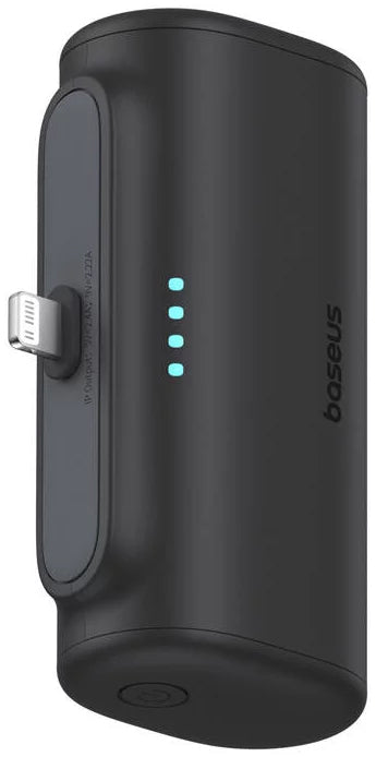 Ulkoinen akku Baseus Compact, 5000mAh, 20W, PD, 1 x Lightning - 1 x USB-C, Musta P10068307113-00