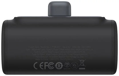 Baseus Compact Ulkoinen Akku, 5000mAh, 20W, PD, 2 x USB-C, Musta P10068306113-00