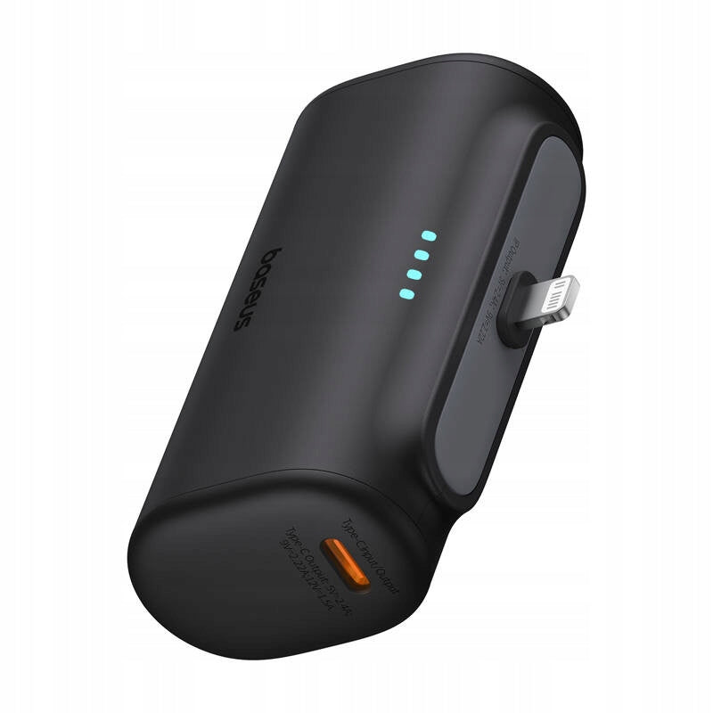Ulkoinen akku Baseus Compact, 5000mAh, 20W, PD, 1 x Lightning - 1 x USB-C, Musta P10068307113-00