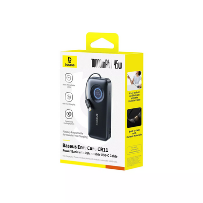 Baseus EnerCore CR11 Ulkoinen Akku, 10000mAh, 45W, PD, 2 x USB-C, Musta E0027G01