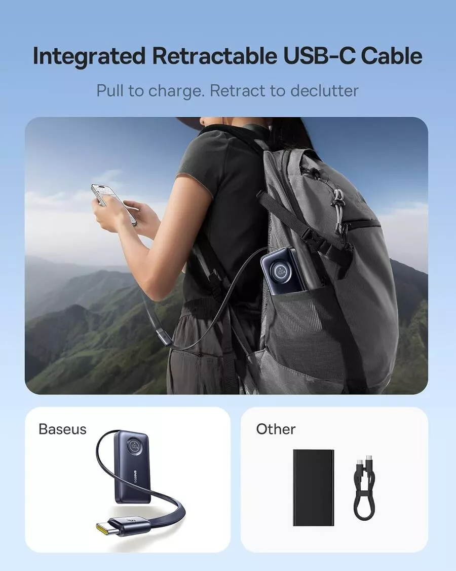 Baseus EnerCore CR11 Ulkoinen Akku, 10000mAh, 45W, PD, 2 x USB-C, Musta E0027G01