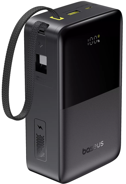 Baseus EnerFill Bipow2 Pro ulkoinen akku, 30000mAh, 22.5W, QC + PD, 1 x USB-A - 2 x USB-C, Musta E0028100