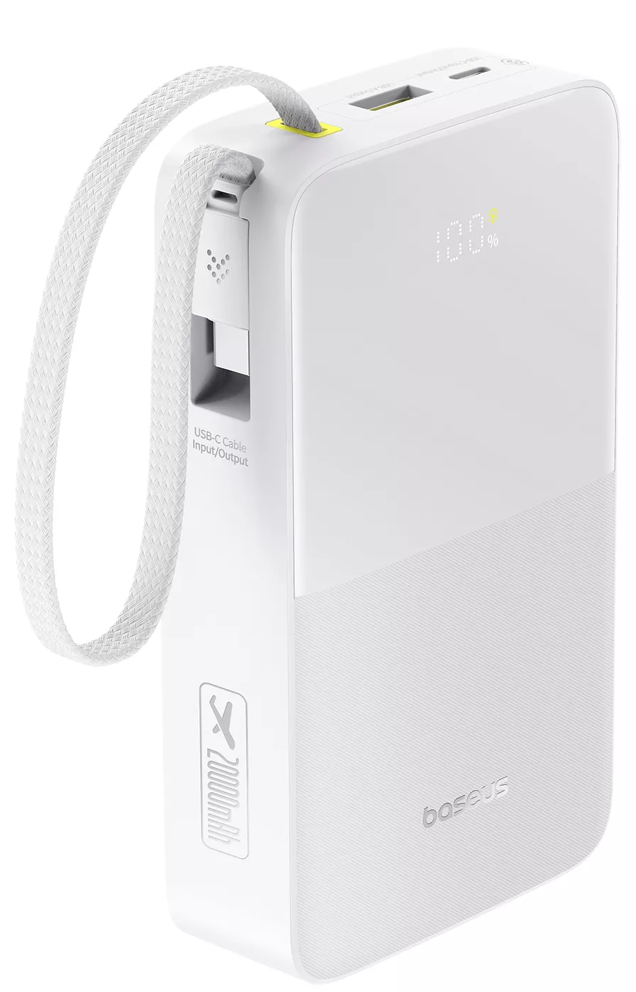Baseus EnerFill Bipow2 Pro ulkoinen akku, 20000mAh, 22.5W, QC + PD, 1 x USB-A - 2 x USB-C, Valkoinen E0027700