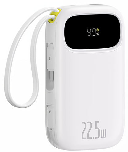 Baseus EnerFill FC31 ulkoinen akku, 10000mAh, 22,5W, QC + PD, 1 x Lightning - 1 x USB-A - 2 x USB-C, Valkoinen P10082106213-00