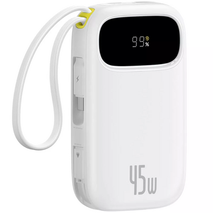 Baseus EnerFill FC31 ulkoinen akku, 20000mAh, 45W, QC + PD, 1 x Lightning - 1 x USB-A - 2 x USB-C, Valkoinen P10082105213-00