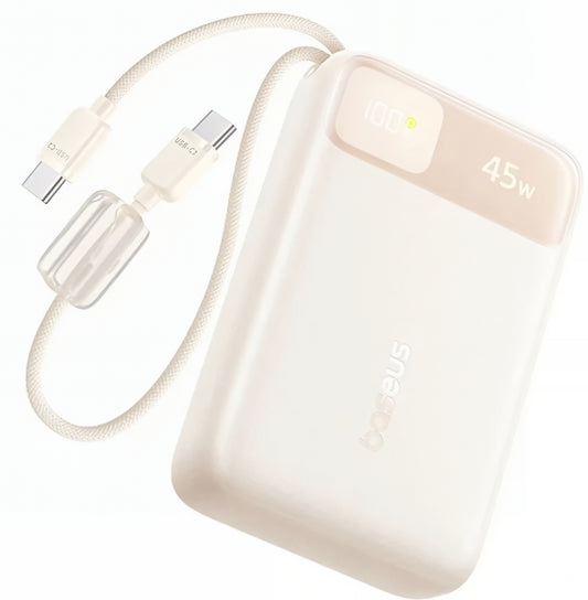 Baseus EnerFill FC11 ulkoinen akku, 20000mAh, 45W, QC + PD, 1 x USB-A - 3 x USB-C, beige E0031101