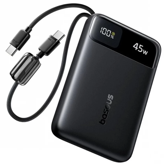Baseus EnerFill FC11 ulkoinen akku, 10000mAh, 45W, QC + PD, 1 x USB-A - 3 x USB-C, Musta E0031000