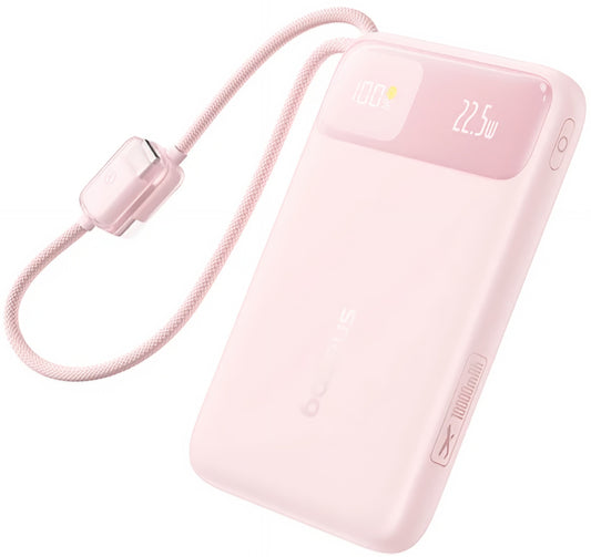 Baseus EnerFill FC11 Ulkoinen Akku, 10000mAh, 22.5W, QC + PD, 1 x Lightning - 1 x USB-A - 2 x USB-C, Vaaleanpunainen E0027R07