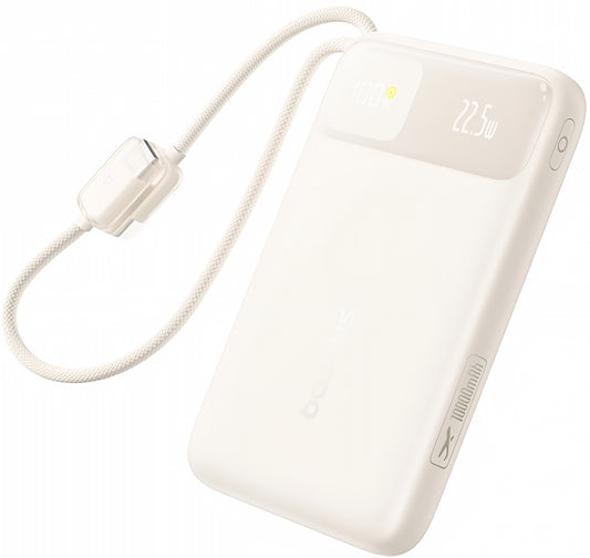 Baseus EnerFill FC11 ulkoinen akku, 10000mAh, 22,5W, QC + PD, 1 x Lightning - 1 x USB-A - 2 x USB-C, beige E0027R05