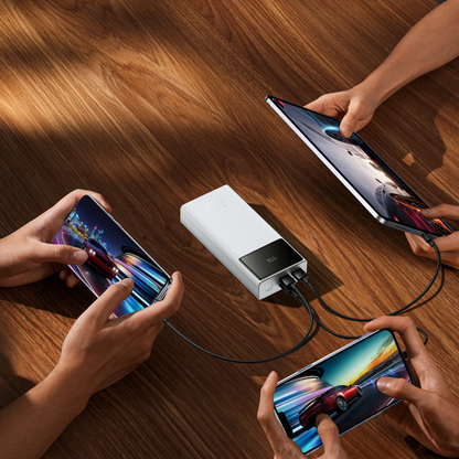 Ulkoinen akku Baseus EnerFill FP41, 30000mAh, 22.5W, QC + PD, 1 x USB-C - 2 x USB-A, Valkoinen