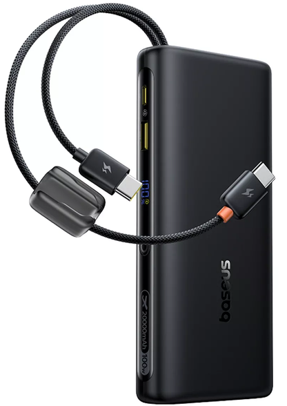 Baseus EnerFill FC41 Ulkoinen Akku, 20000mAh, 100W, QC + PD, 1 x USB-A - 3 x USB-C, Musta E0028N03