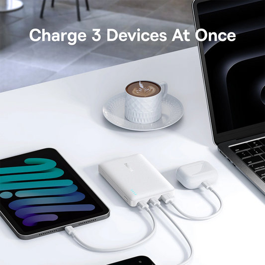 Baseus EnerFill FP21 Ulkoinen Akku, 10000mAh, 22.5W, QC + PD, 1 x USB-A - 2 x USB-C, Valkoinen P1008210D213-00
