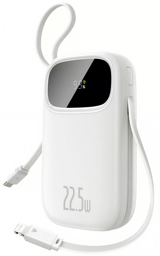 Baseus EnerFill FC31 External Battery, 10000mAh, 22.5W, QC + PD, 1 x Lightning - 1 x USB-A - 2 x USB-C, White P10082106213-00