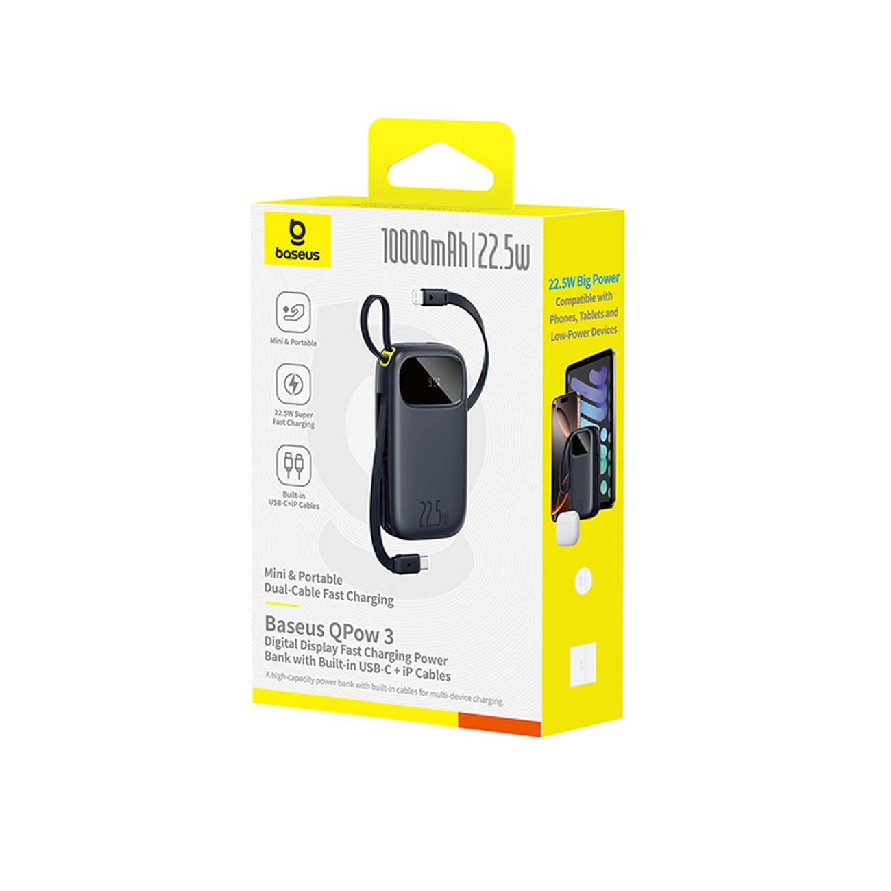 Baseus EnerFill FC31 External Battery, 10000mAh, 22.5W, QC + PD, 1 x Lightning - 1 x USB-A - 2 x USB-C, Black
