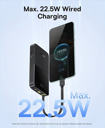 Ulkoinen akku Baseus EnerFill Bipow2 Pro, 10000mAh, 22.5W, QC + PD, 1 x USB-A - 2 x USB-C, Musta E0027600