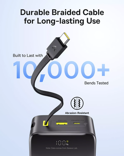 Baseus EnerFill Bipow2 Pro ulkoinen akku, 30000mAh, 22.5W, QC + PD, 1 x USB-A - 2 x USB-C, Musta E0028100
