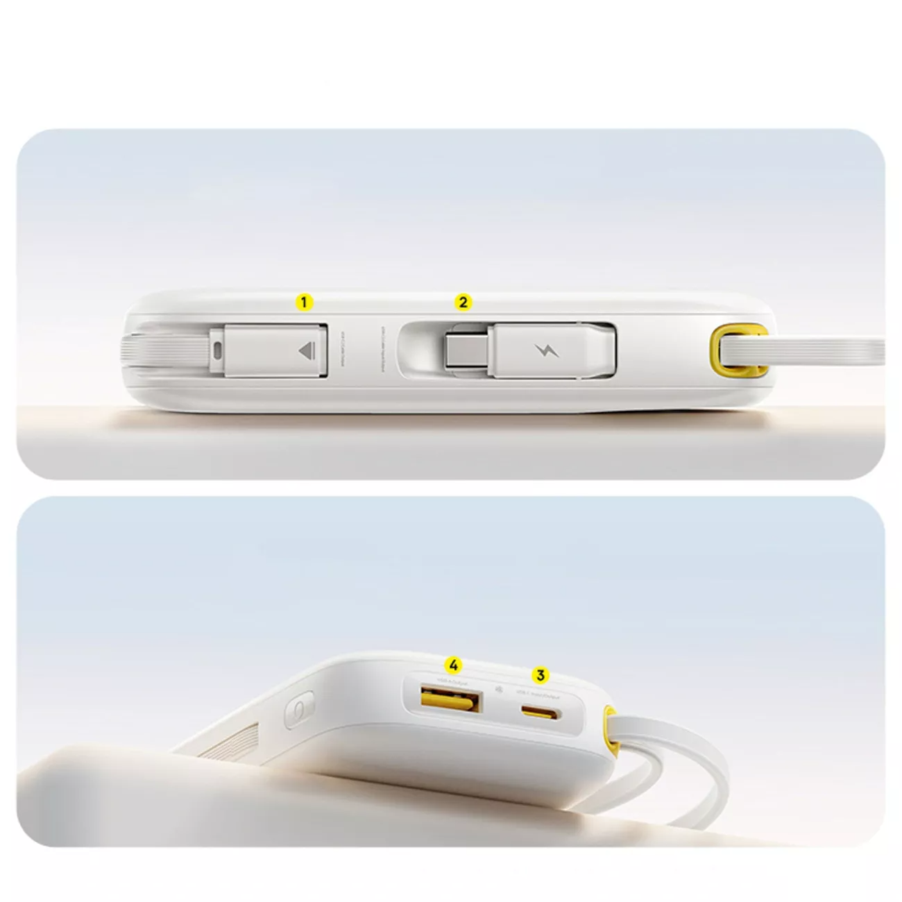Baseus EnerFill FC31 ulkoinen akku, 20000mAh, 45W, QC + PD, 1 x Lightning - 1 x USB-A - 2 x USB-C, Valkoinen P10082105213-00
