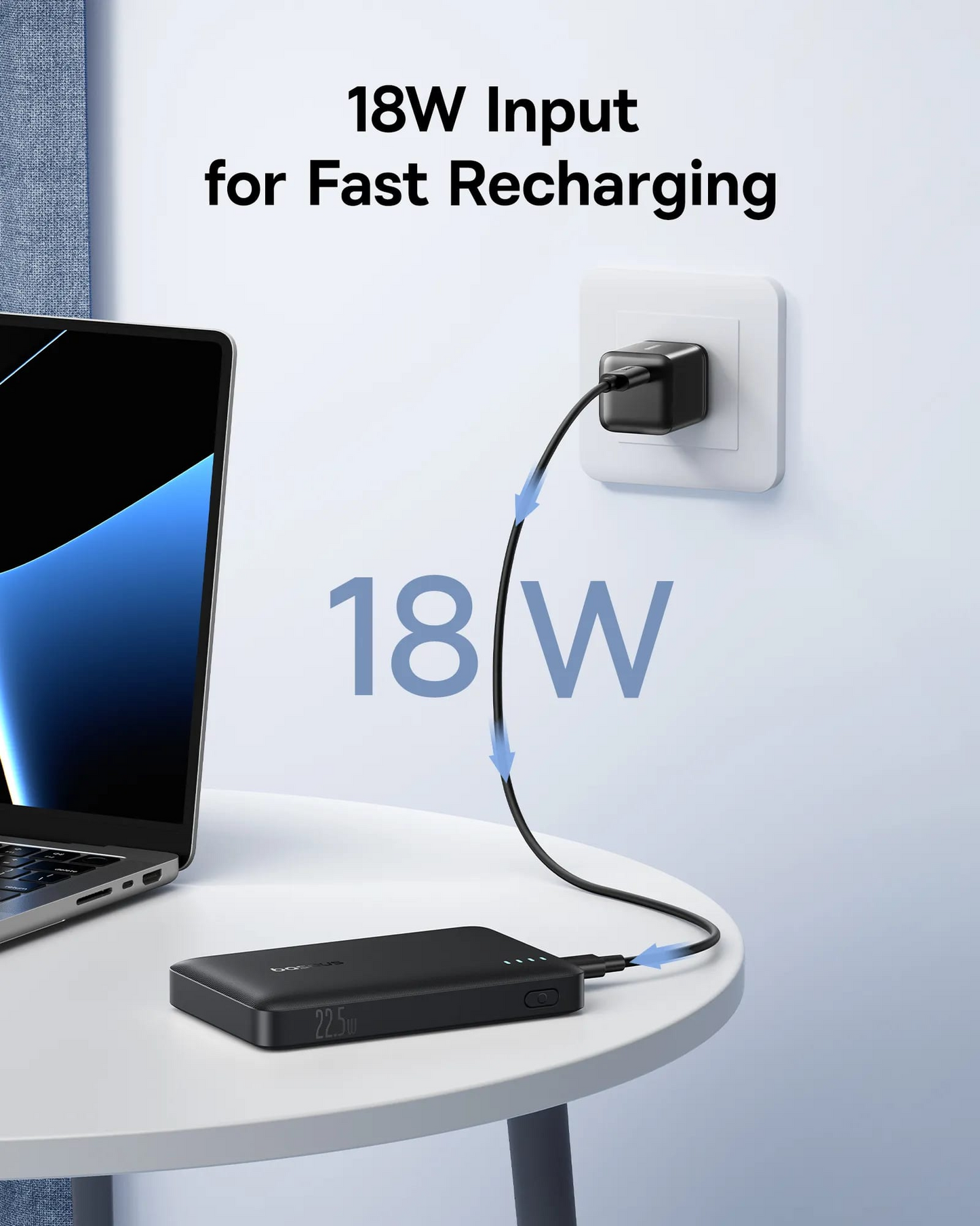 Ulkoinen akku Baseus EnerFill FP21, 10000mAh, 22.5W, QC + PD, 1 x USB-A - 2 x USB-C, Musta P1008210D123-00