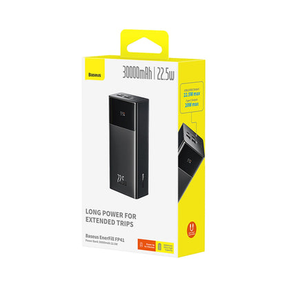 Ulkoinen akku Baseus EnerFill FP41, 30000mAh, 22.5W, QC + PD, 1 x USB-C - 2 x USB-A, Musta