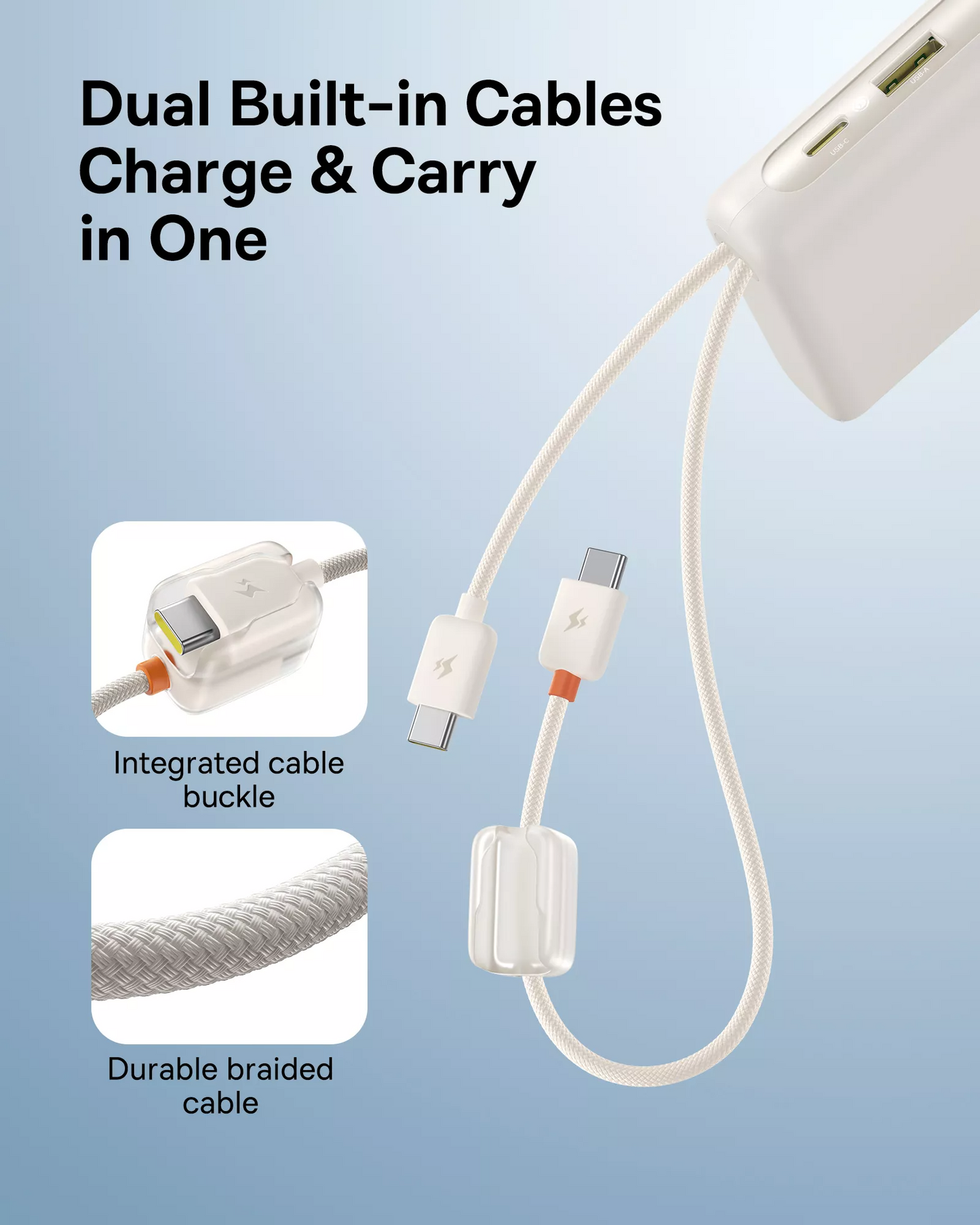 Baseus EnerFill FC41 ulkoinen akku, 20000mAh, 100W, QC + PD, 1 x USB-A - 3 x USB-C, Valkoinen E0028N04