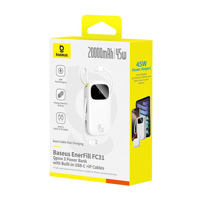 Baseus EnerFill FC31 Qpow 3 ulkoinen akku, 20000mAh, 45W, QC + PD, 1 x Lightning - 1 x USB-A - 2 x USB-C, Violetti E0028D02